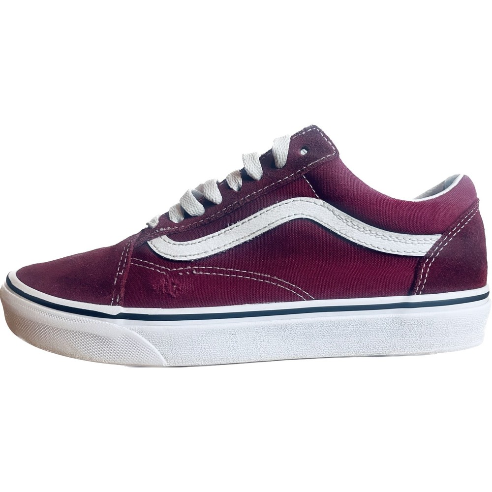 Vans Burgundy and White Old Skool Low Top Sneakers
